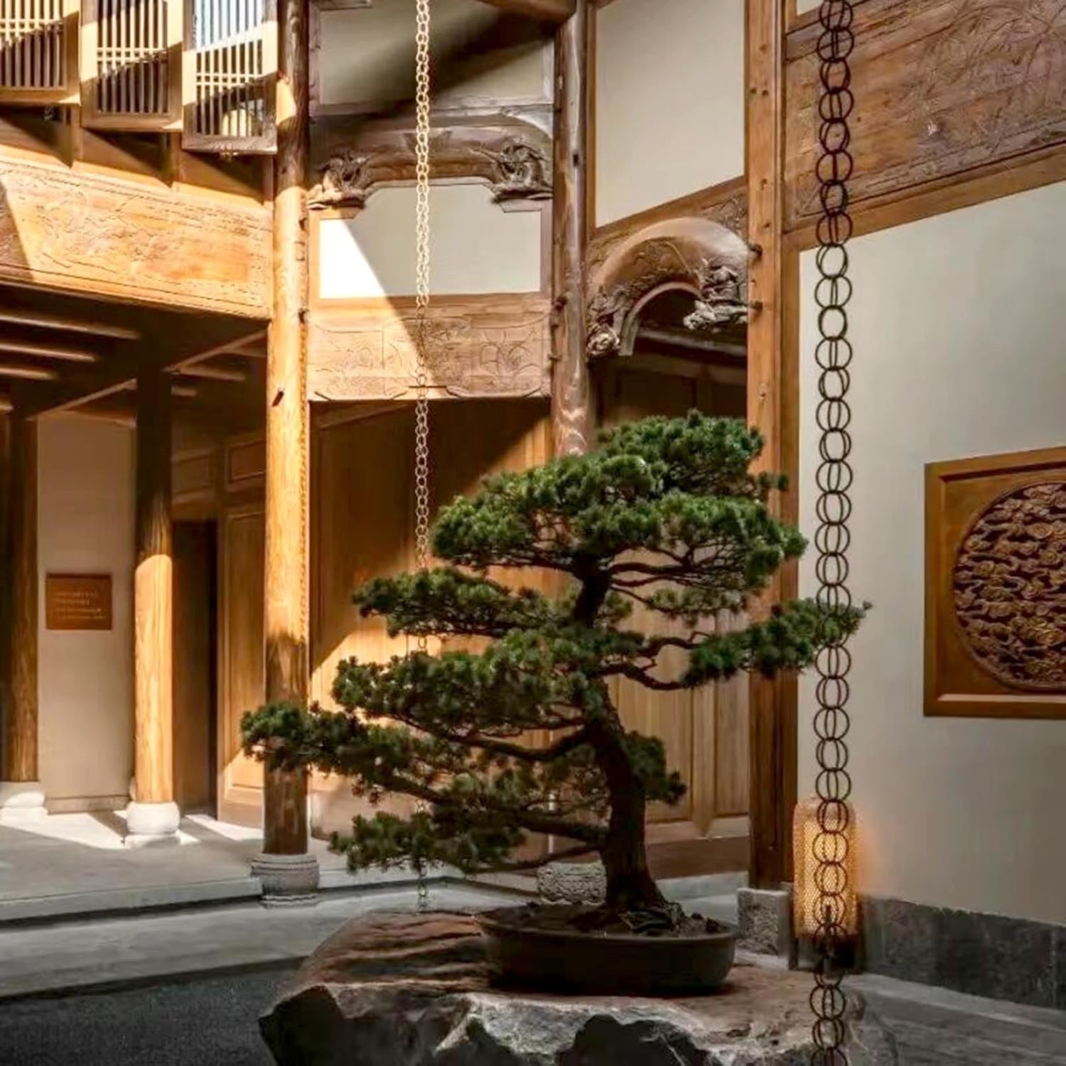 Rain Chains Double Loop Rain Chains, Eaves Drainage Chain Link for Villa Temple Homestay, Customizable Length Rain Guide Chains, Outdoor Decor Rain Chime,240cm(8ft)