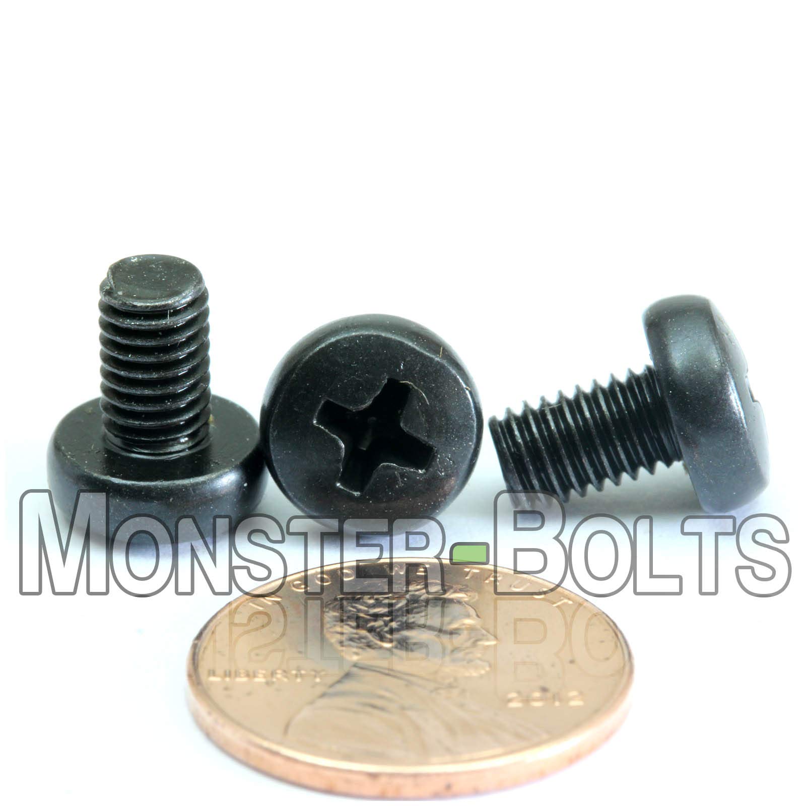 MonsterBolts - M5 x 8mm Phillips Pan Head, DIN 7985A, Alloy Steel, Black Oxide, 25 Pack