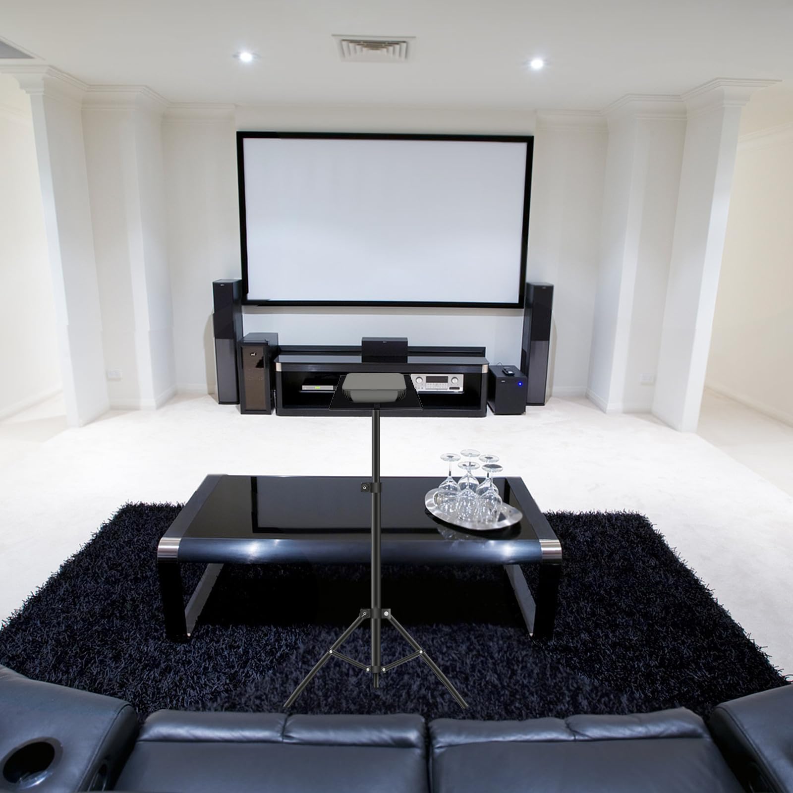 Bandeja para Portátil Trípode, Soporte Plegable para Proyector Negro