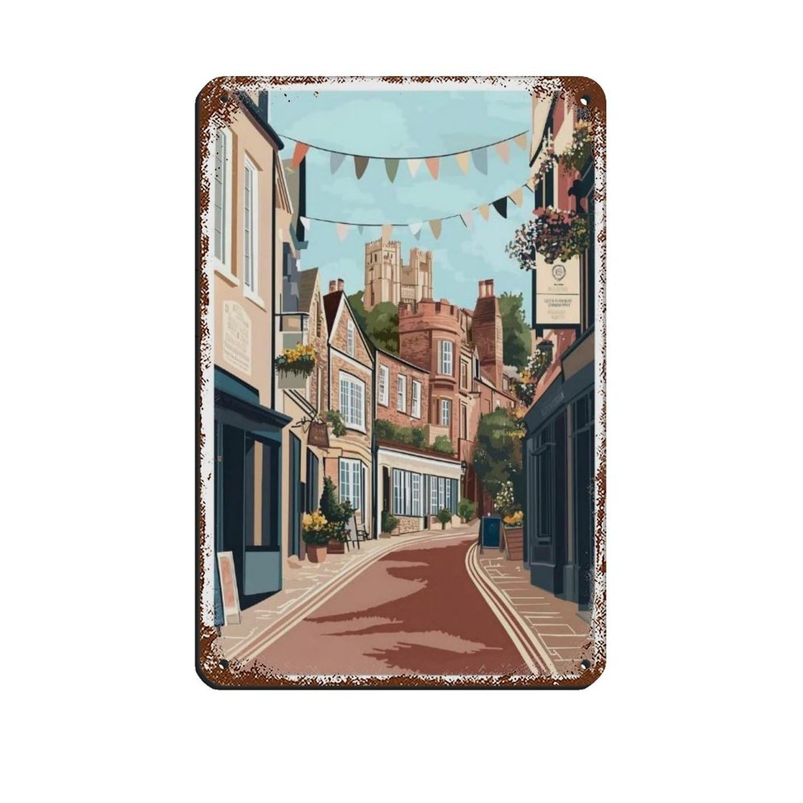 Lxwnze 20L X 30W Cm Exeter Poster, Exeter Art, Travel Poster Retro Poster Metal Tin Sign Chic Art Retro Iron Painting Bar People Cave Cafe Family Garage Poster Wall Decoration 8X12inch(20X30cm)