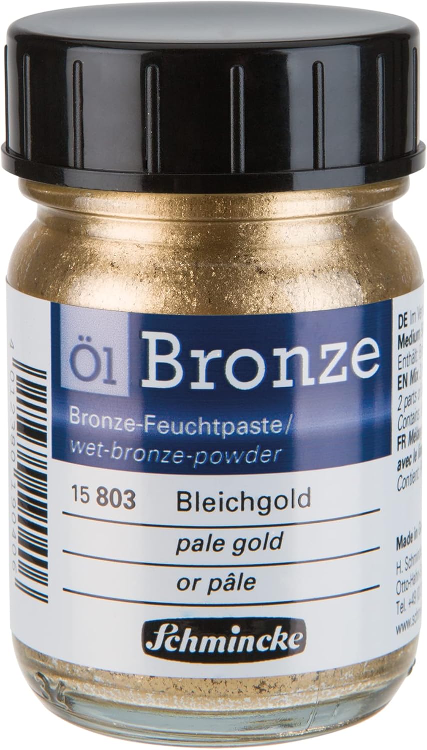 Schmincke - Oil bronze, pale gold, 50 ml, 15 803 024, for iridescent metallic effects on oil paintings, pre-primed surfaces, wood, metal, plaster