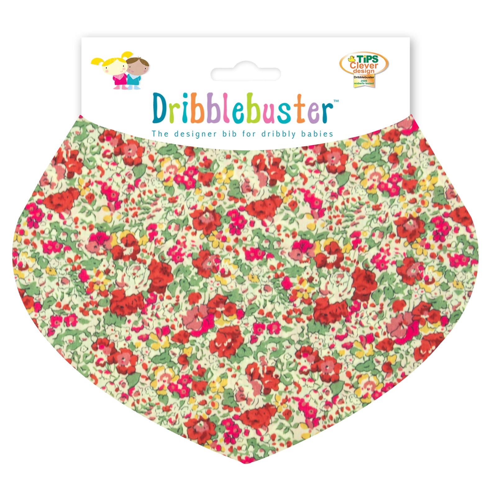 Liberty fabric Baby Dribble Bib Claire Aude Red