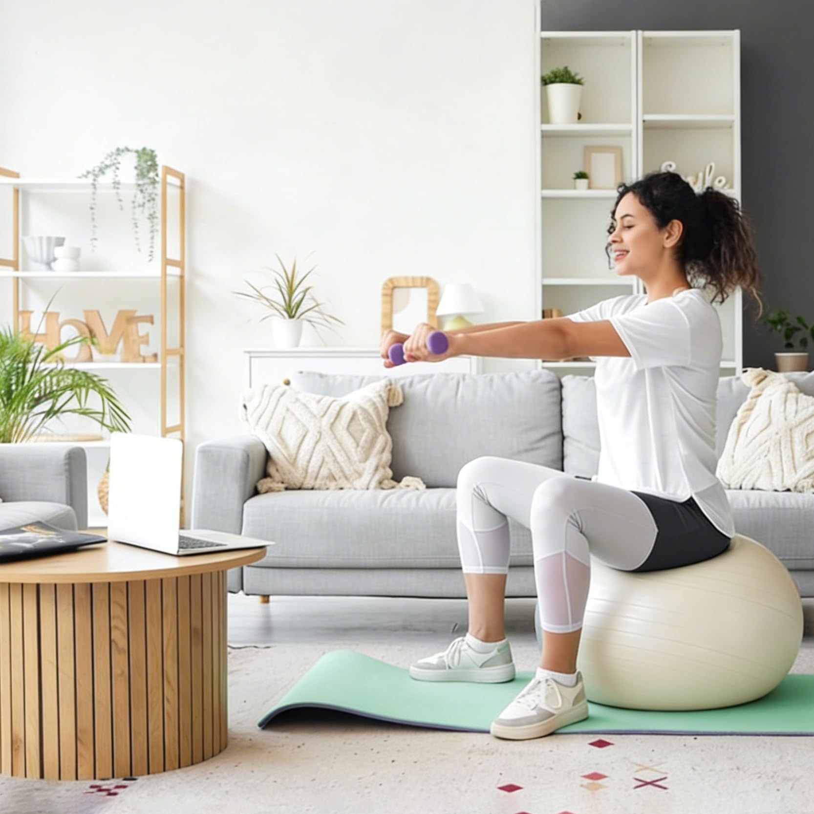 Ballon de gymnastique 55 cm - Pour grossesse - Grand ballon de yoga - Ergonomique - Anti-éclatement - Pour fitness, yoga, gymnastique, entraînement avec pompe à air