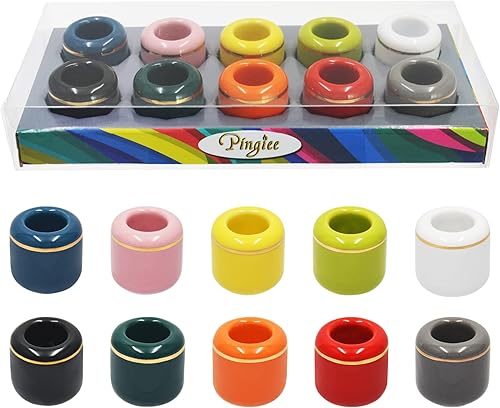 Juego de 10 portavelas de cerámica, ideal para lanzar campanadas, rituales, hechizos, vigilia, brujería, suministros Wiccan y más (verde oscuro)