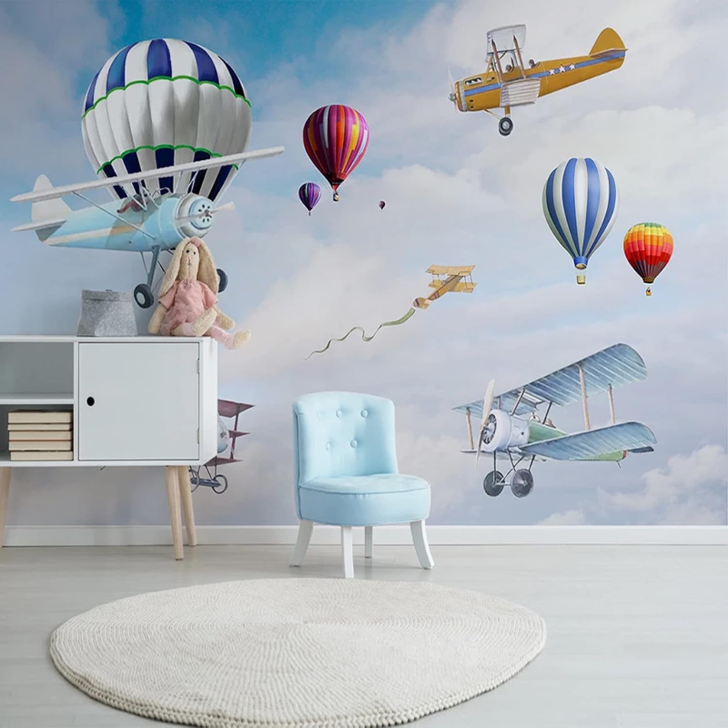 Papier peint photo 3D avion autocollant mural amovible et affiche murale décorative peler et coller