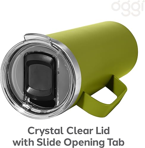 Miniatura 43 de Oggi ThermoMug - Taza aislada de acero inoxidable, doble pared aislada al vacío con asa y tapa, taza de café, taza de campamento, termo de viaje, 14