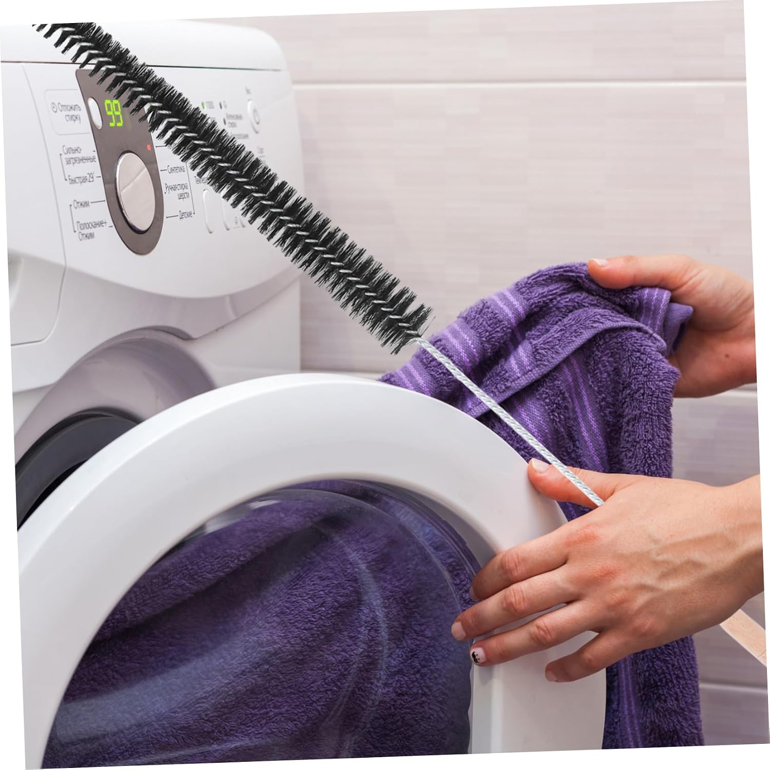 2pcs Multifunctional Washing Machine Dryer Cleaning Brush with Wooden Handle Flexible Fine Bristles for Deep Dust Removal and Pipe Cleaning Practical Tool for Household Appliance