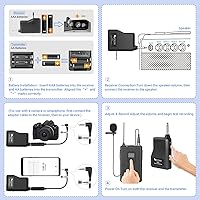 Vista 4 de FIFINE Wireless Microphone System, Wireless Microphone set with Headset and Lavalier Lapel Mics, Beltpack Transmitter and Receiver,Ideal for