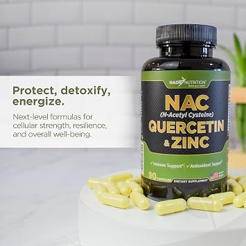 Gade Nutrition NAC Supplement n-Acetyl cysteine with Quercetin & Zinc | Immune Support Supplement with n Acetyl cysteine | Vegetable Capsules | USA Made