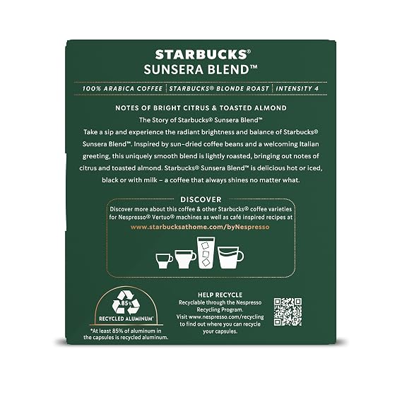 Starbucks by Nespresso Vertuo, Sunsera Blend, 32-count Coffee Pods, Brews 7.8 oz.