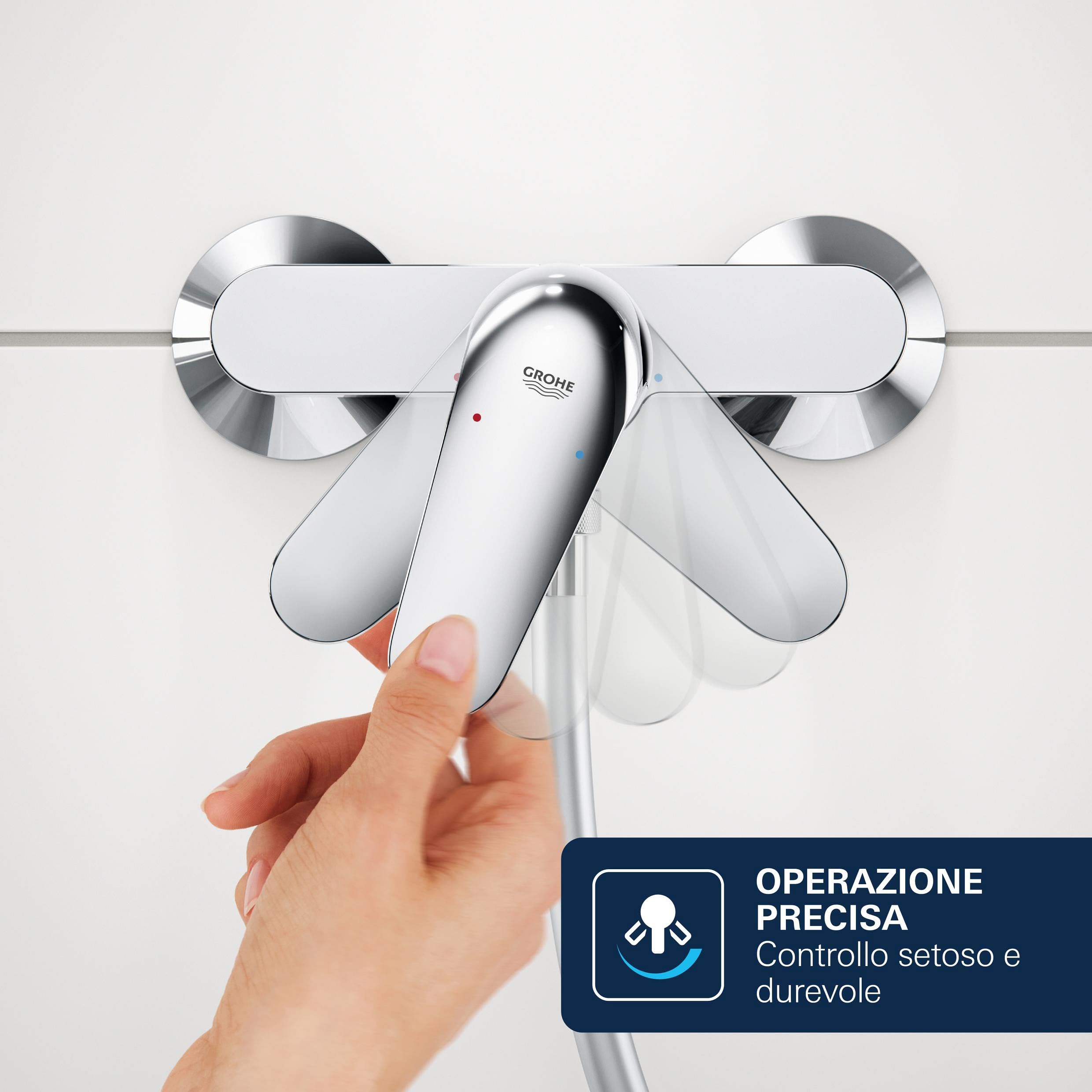 GROHE Dice – Rubinetto Vasca Incasso con Corpo Nascosto Incluso (Set per Installazione Finale, Cartuccia Ceramica 46 mm, Deviatore Automatico), Cromo, 29297000