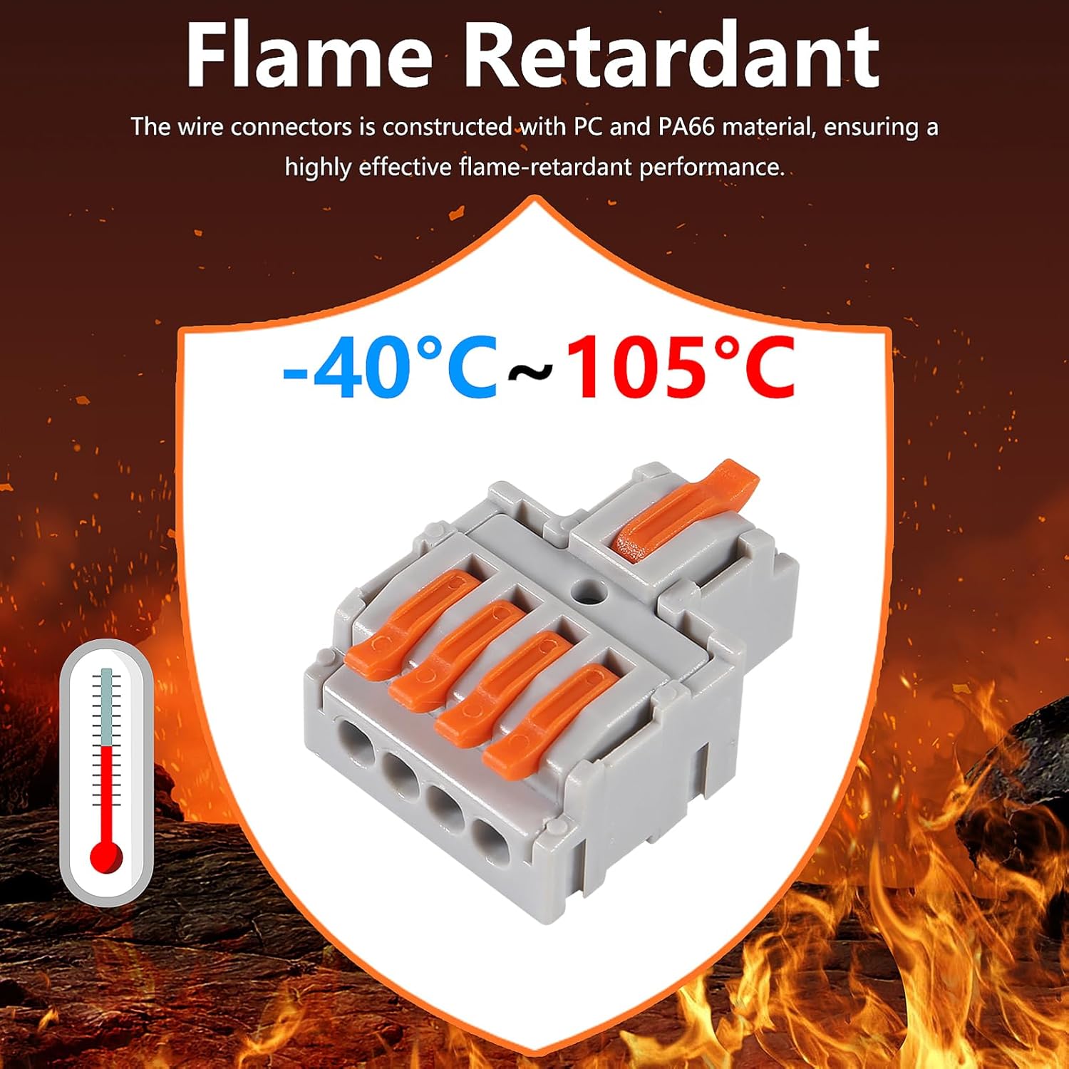 20pcs Lever Wire Connectors, 1 in 4 Out Connectors for Solid and Stranded Conductors, Quick Push in Conductor Terminal Block 28-12 AWG