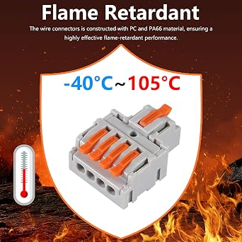 20pcs Lever Wire Connectors, 1 in 4 Out Connectors for Solid and Stranded Conductors, Quick Push in Conductor Terminal Block 28-12 AWG