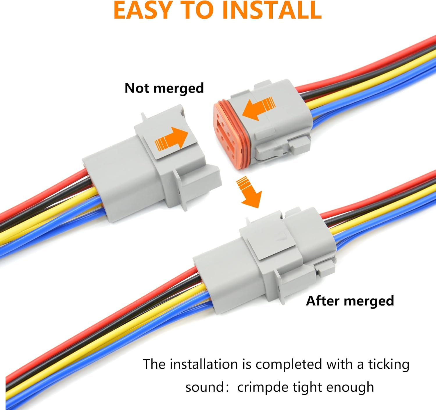 4 Set 8 Pin DT Connector Waterproof Automotive Electrical Butt Connector 16 AWG Wire Connectors Kit with Waterproof Heat Shrink Tubing for Car Truck Boat, 4 Kits (E- 8Pin Wiring 4Pair)…