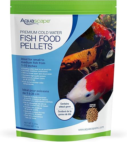 Aquascape 98871 - Gránulos de alimentos para peces de estanque y koi grapa de agua fría, 2.2 libras, marrón