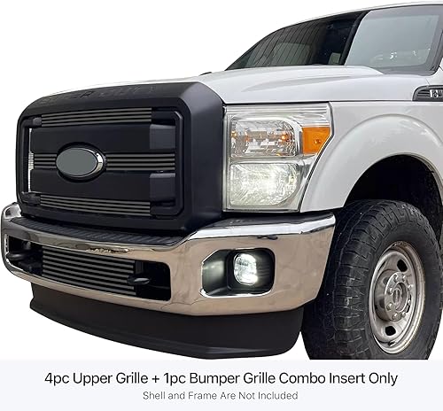 Vista 3 de Off Roader eGrille BGC-26F8961 - Compatible con Ford F-250 F350 F450 F550 SD 2011-2016 XLT lariat King Ranch acero inoxidable negro 8 x 6 horizontal