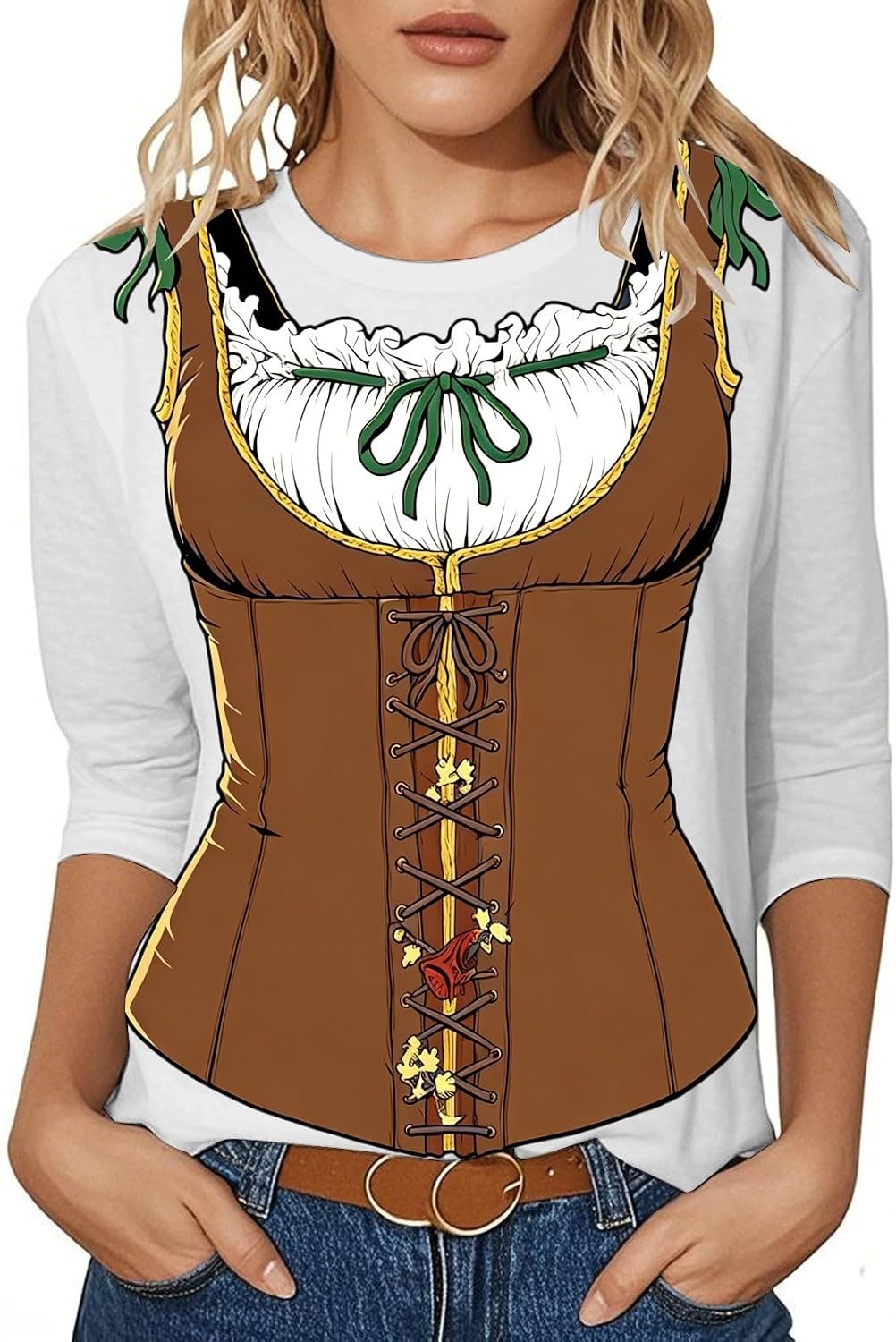 Festive Beer Festival T-Shirt Graphic Print Loose Short Sleeve Crew Neck for Women Ideal for Everyday Office Holiday Party Travel