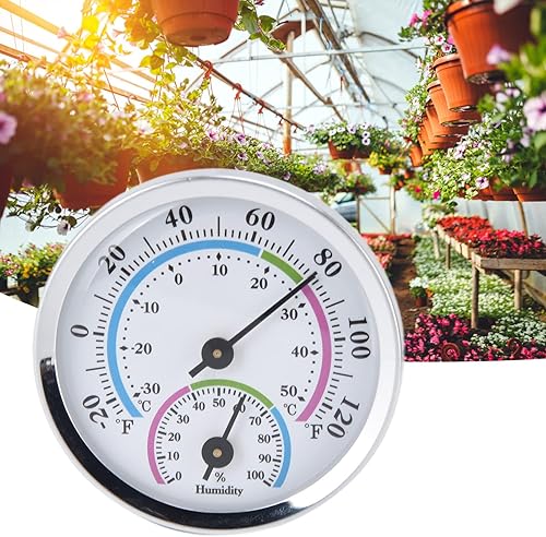 Miniatura 5 de Mini termómetro interior higrómetro al aire libre 2 en 1 estructura compacta escala transparente plata humedad monitor para invernaderos