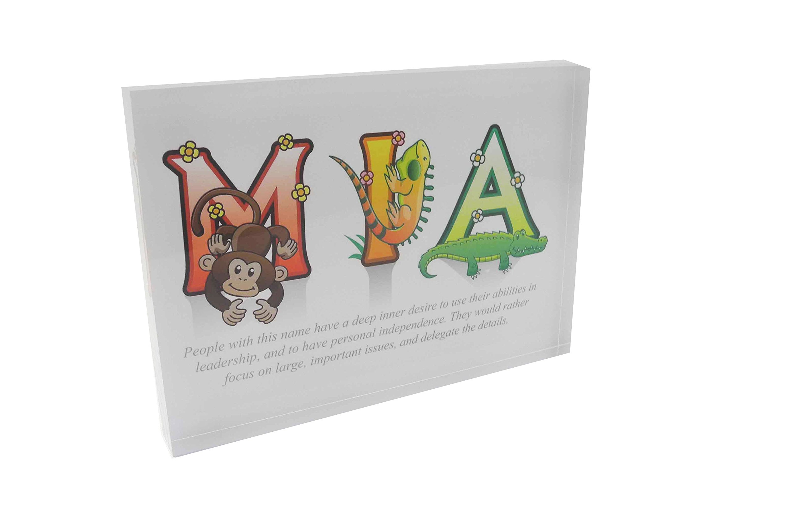 Feel Good Art A7 Diamond Polished Acrylic Token Girls Name with Meaning-MIA (10.5 x 7.4 x 2cm), Multicoloured, 7.4 x 10.5 cm