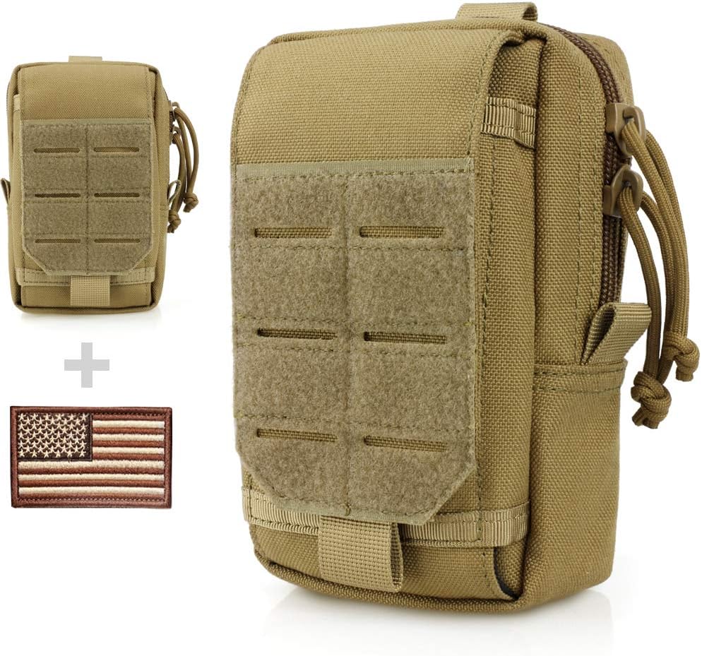 WYNEX Tactical EDC Pouch, Molle Utility Pouches Gadget Organizer Phone Holder Waist Pack IFAK Bag Smartphone Pouch Tool Holster Pocket Gadget Waist Pack U.S.A Patch Included : Sports & Outdoors