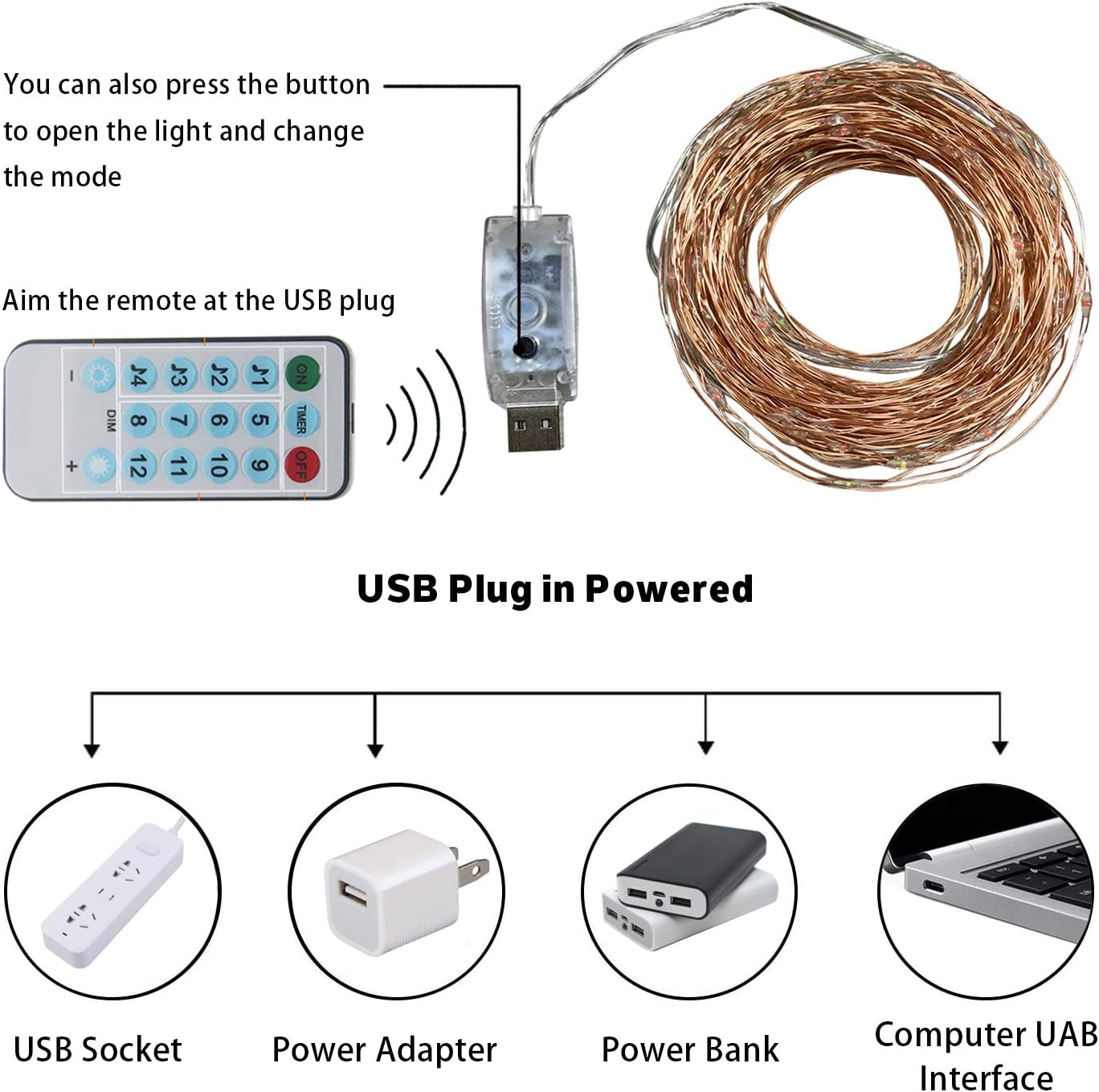 Ligres Fairy Lights, Change with Sound, 32.8ft 100 LED String Lights Colorful with 12 Modes Indoor Twinkle Lights for Party, Room, Outdoor, Bedroom, Home,Halloween,Christmas Decorations: Home Improvement