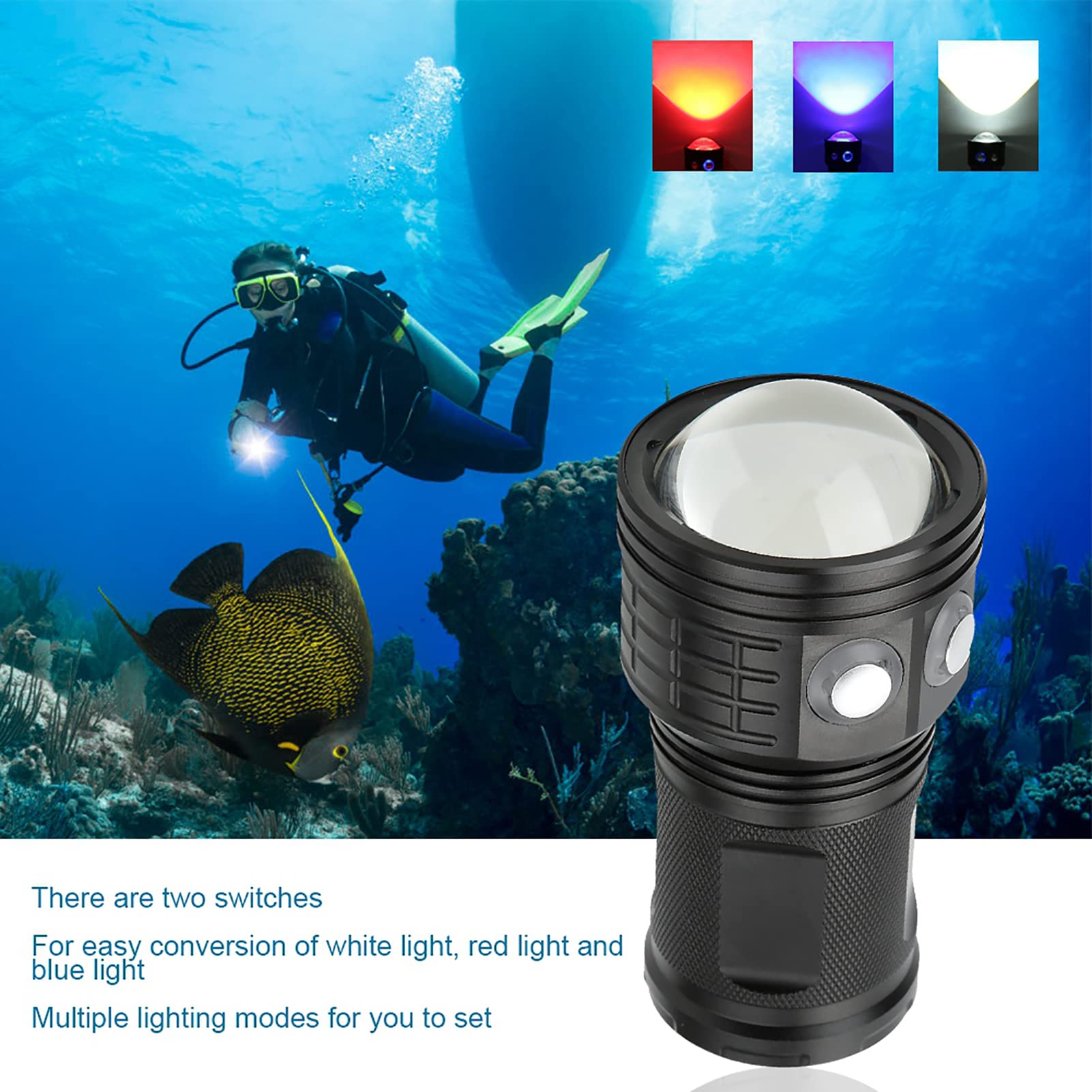 Fafeicy Torcia LED QX3 Impermeabile Subacquea Illuminazione Ricaricabile