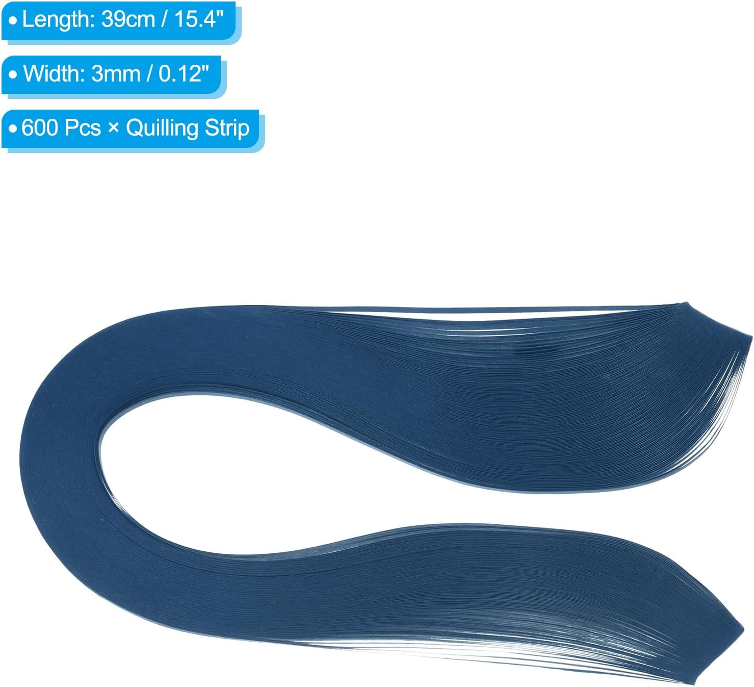 PATIKIL 600pcs Quilling Strips Paper 1/8"(3mm) 39cm Origami Paper Quilling Strip for Art DIY Craft Christmas, Dark Blue image 2