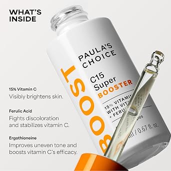 Paula's Choice BOOST C15 Super Booster, 15% Vitamin C Serum for Face, Face Serum with Vitamin E & Ferulic Acid for Discoloration & Glow, Fragrance-Free
