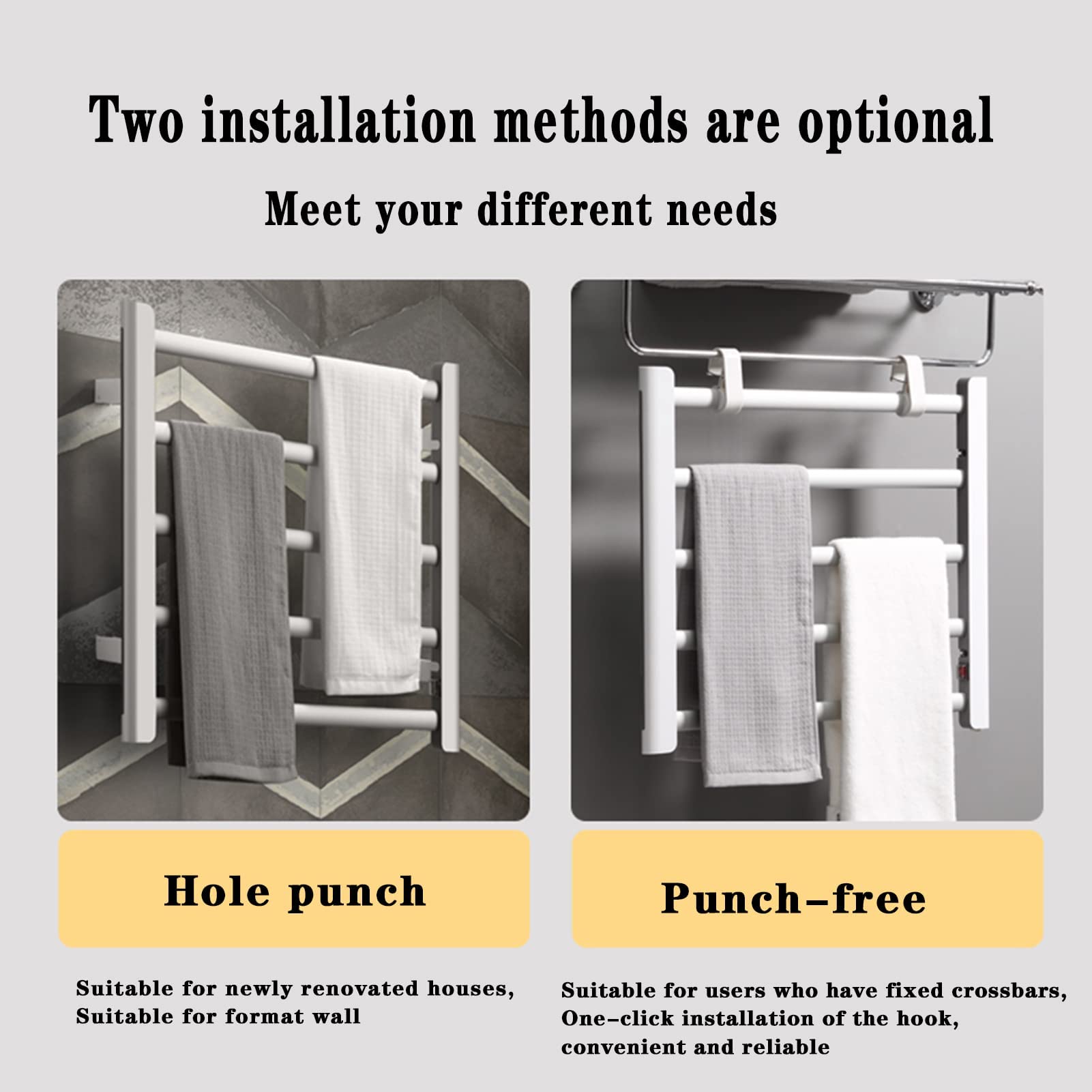 Radiador Calentador de Toallas eléctrico para baño, Ahorro de energía, Calentamiento rápido, toallero eléctrico - Aluminio Espacial