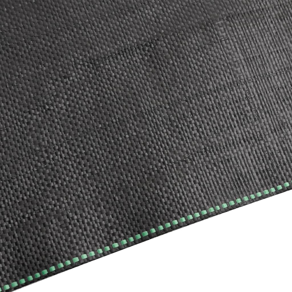 Unkrautvlies Schwarz 1x50 m PP Gartenvlies Mulchvlies Bodenabdeckung mit grünen Streifen 150 g/m² für Beet, Terrasse, Weg und Landschaftsbau zur Unkrautkontrolle und Rasenpflege
