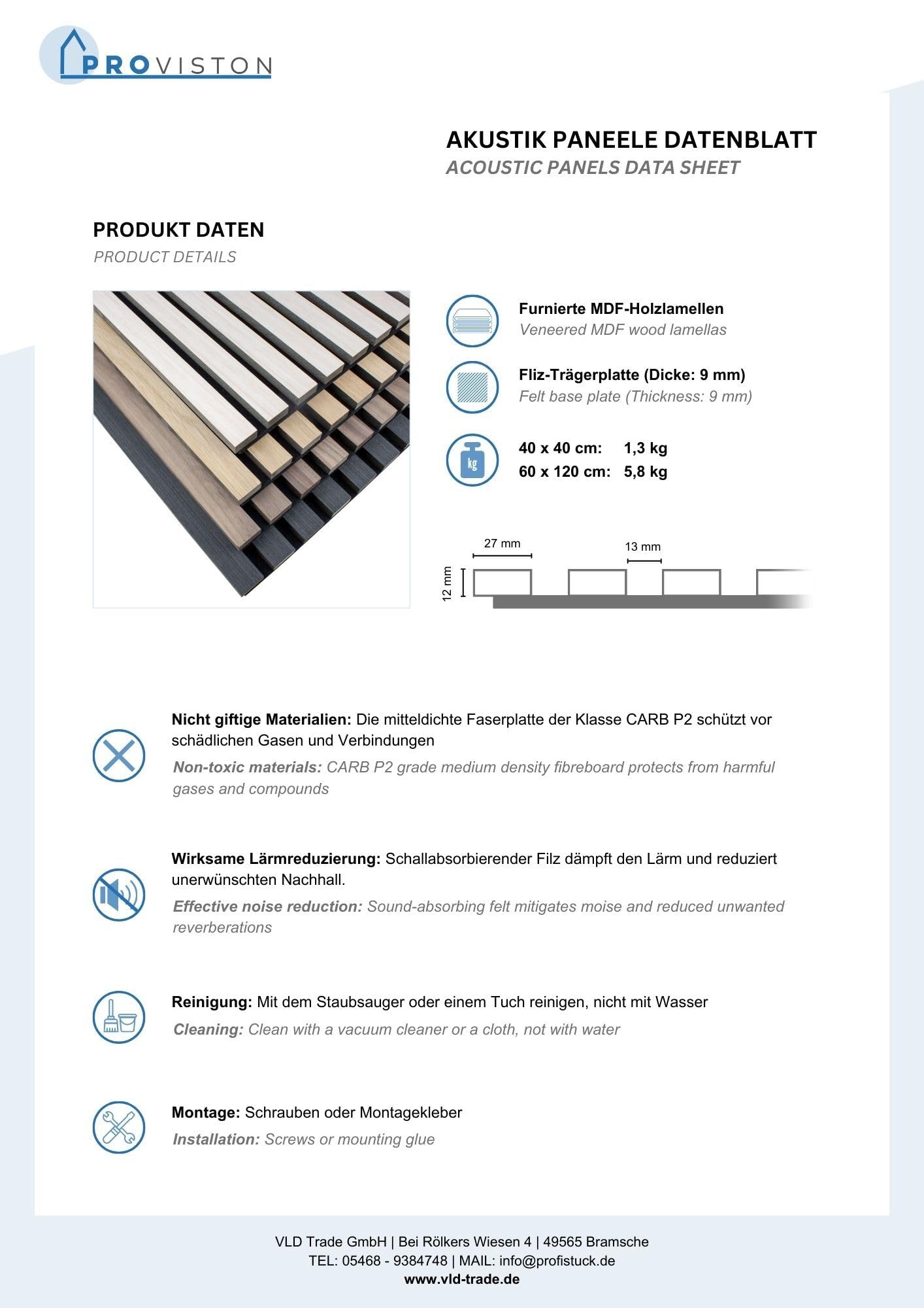 PROVISTON Zestaw 4 paneli ściennych 3D akustycznych 400 x 21 x 400 mm dąb jasno fornirowane płyty MDF drewniane podłoże filcowe jako materiał nośny