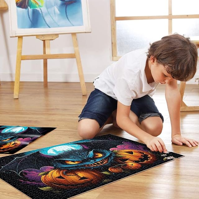 Foto 5 de 7 de Puzzle para niños, calabaza de murciélago, rompecabezas para adultos, 2000 piezas, 27,56 x 39,37 pulgadas