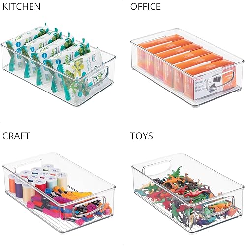 Miniatura 7 de mDesign Organizador pequeño de plástico para el cuarto del bebé y los alimentos, contenedor de almacenamiento con asas para armario, armario,