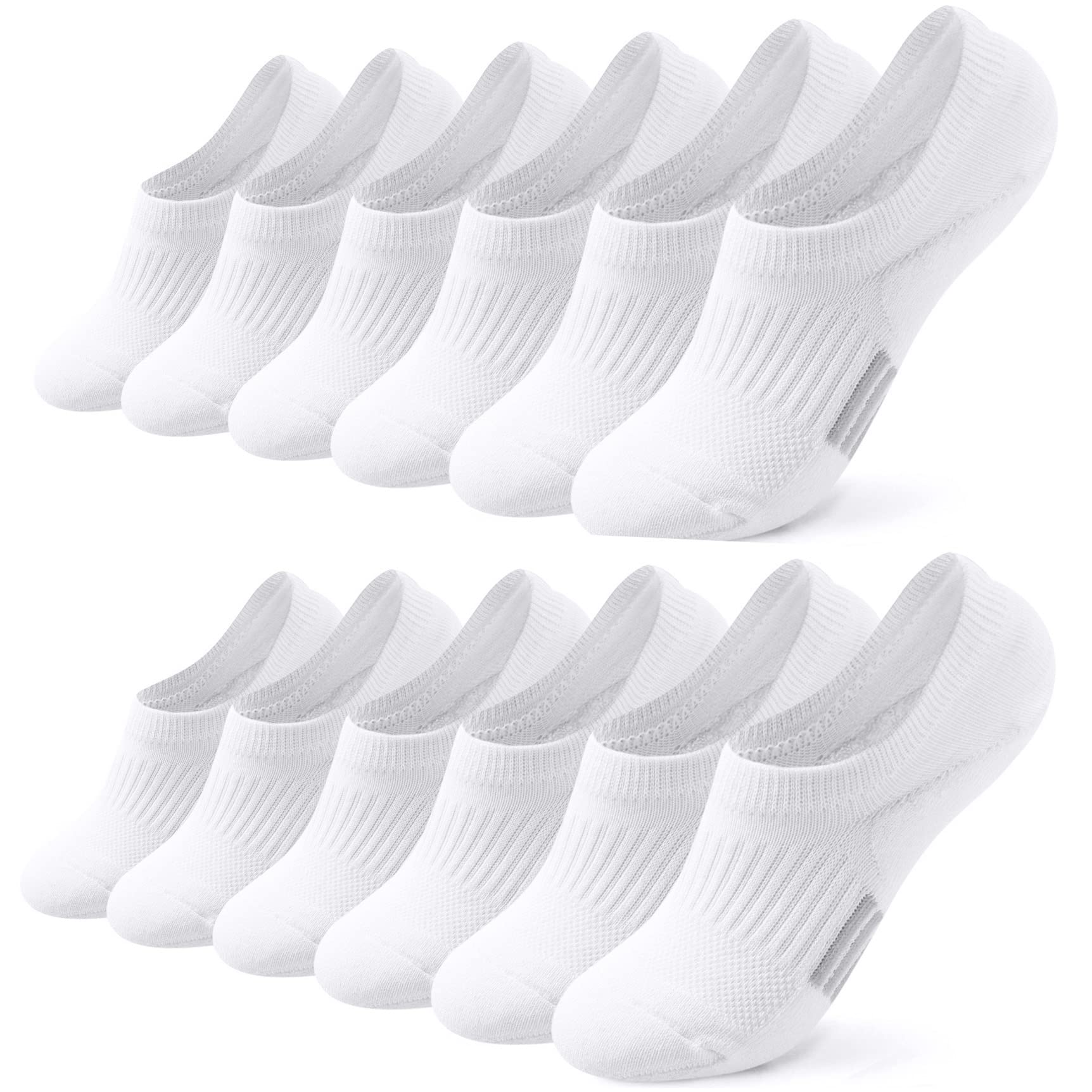 6 Pairs Invisible Ankle Trainer Socks Womens, No Show Low Cut Casual Socks, Non Slip Cushioned Socks for Ladies and Girls Sneaker Canvas Shoes 3-5 6-8