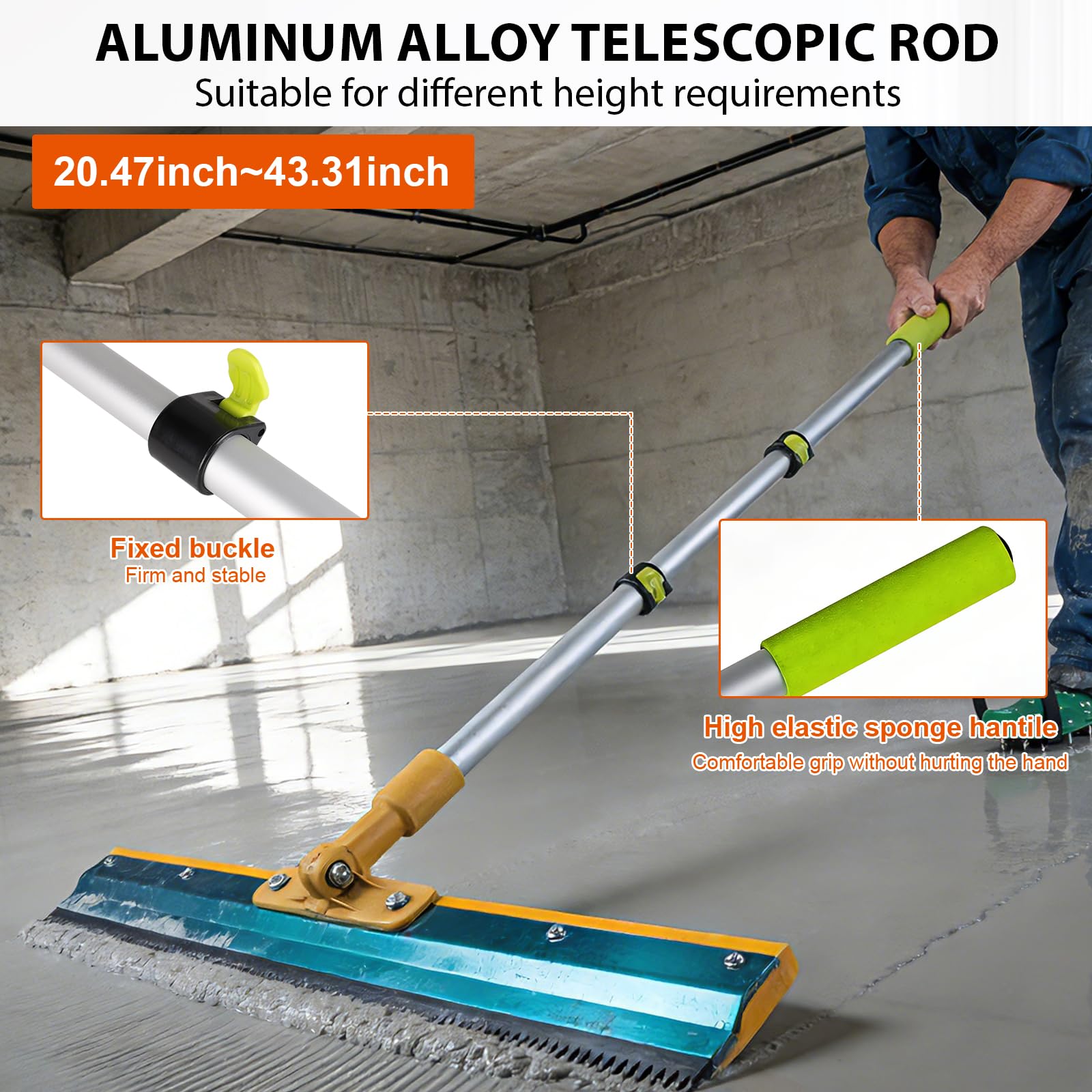 EXLECO Kit Autolivellante Per Pavimenti, 3&5MM Bifacciale Raschietto Pavimenti in Acciaio Inox, Rullo di Sfiato, Pittura con Rullo, Asta Telescopica, Scarpe Chiodate 30MM, Spatole per Stucco, Guanti