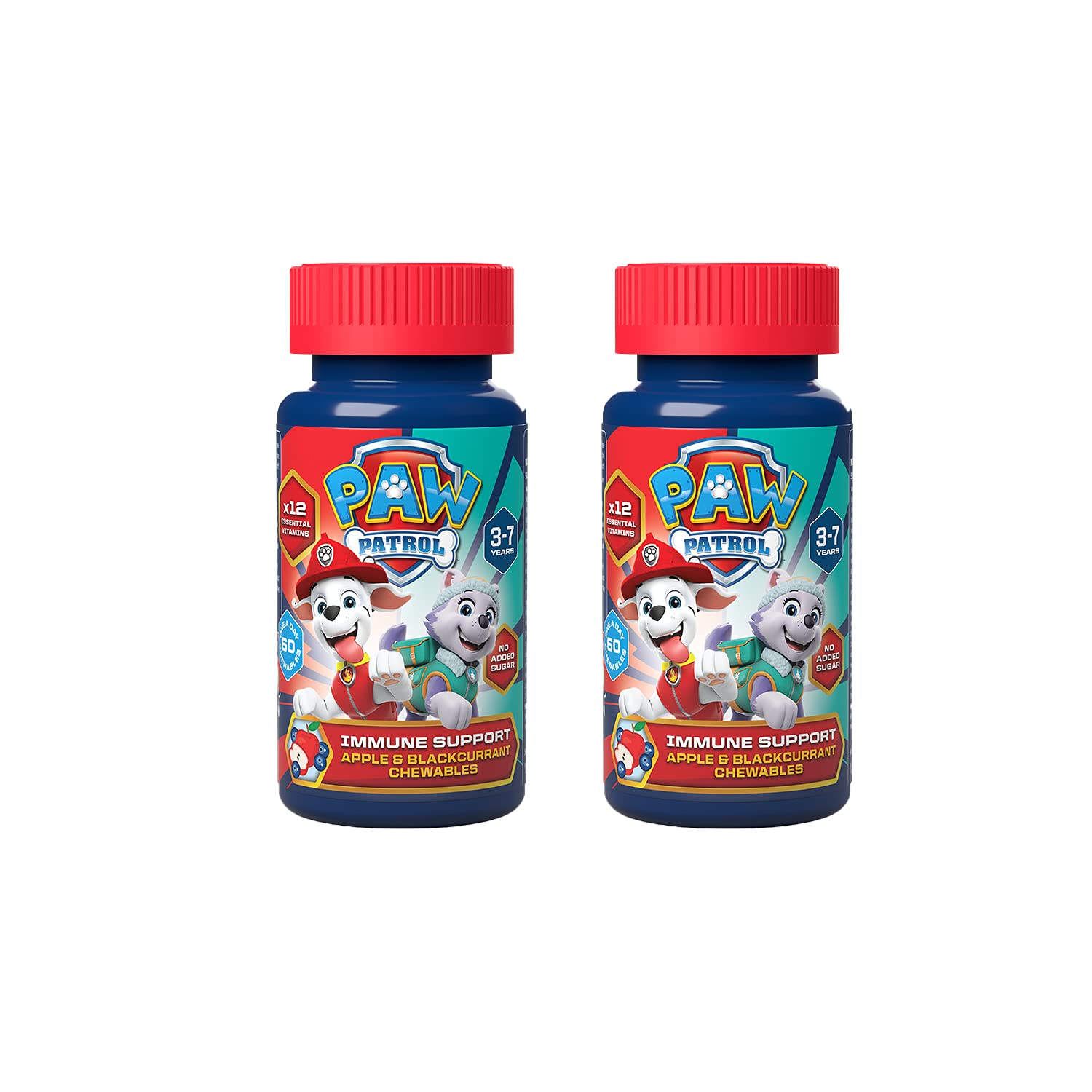 PAW Patrol Immune Support, 60 Apple & Blackcurrant Chewables with 12 Essential Vitamins, Vegan