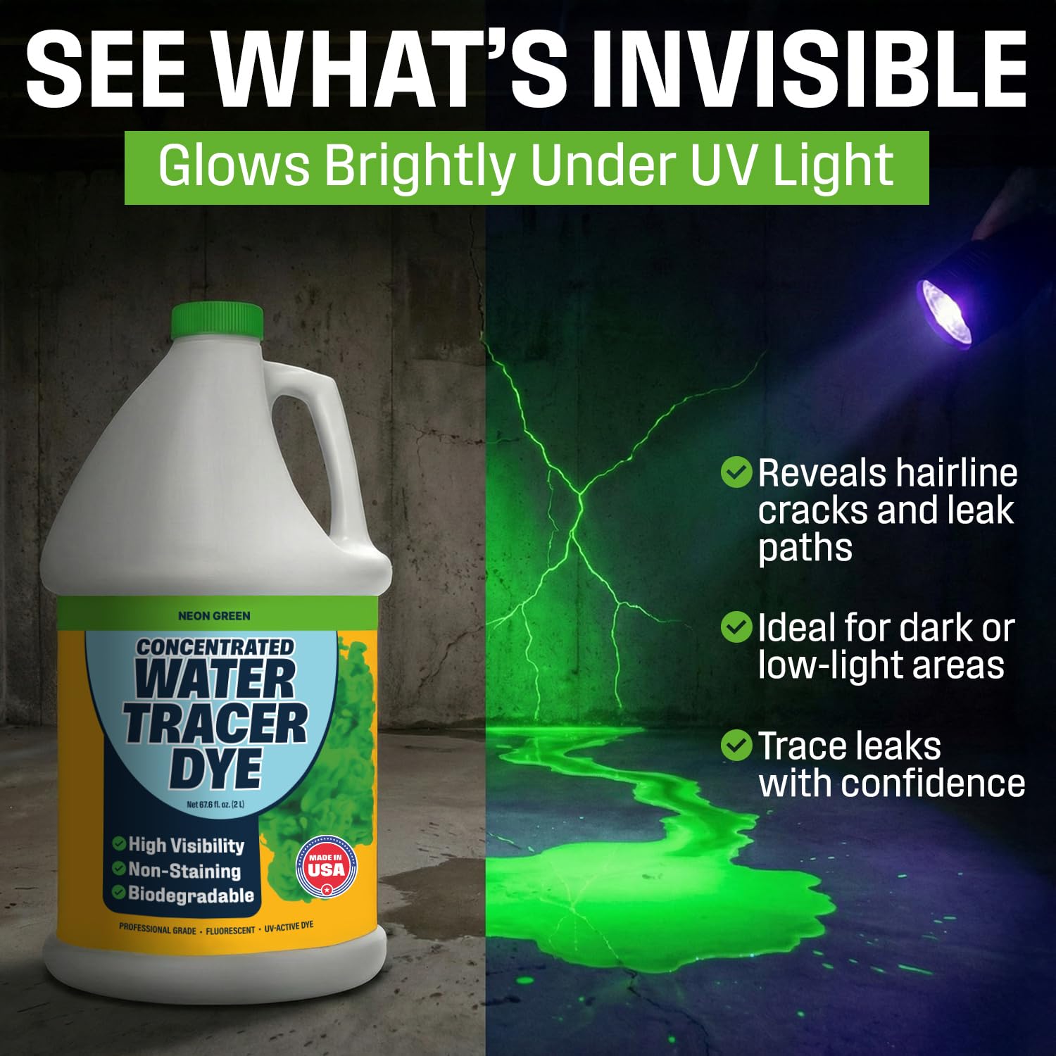 Green Leak Dye for Septic & Pool Detection -2 Green Leak Dye for Septic & Pool Detection -2
