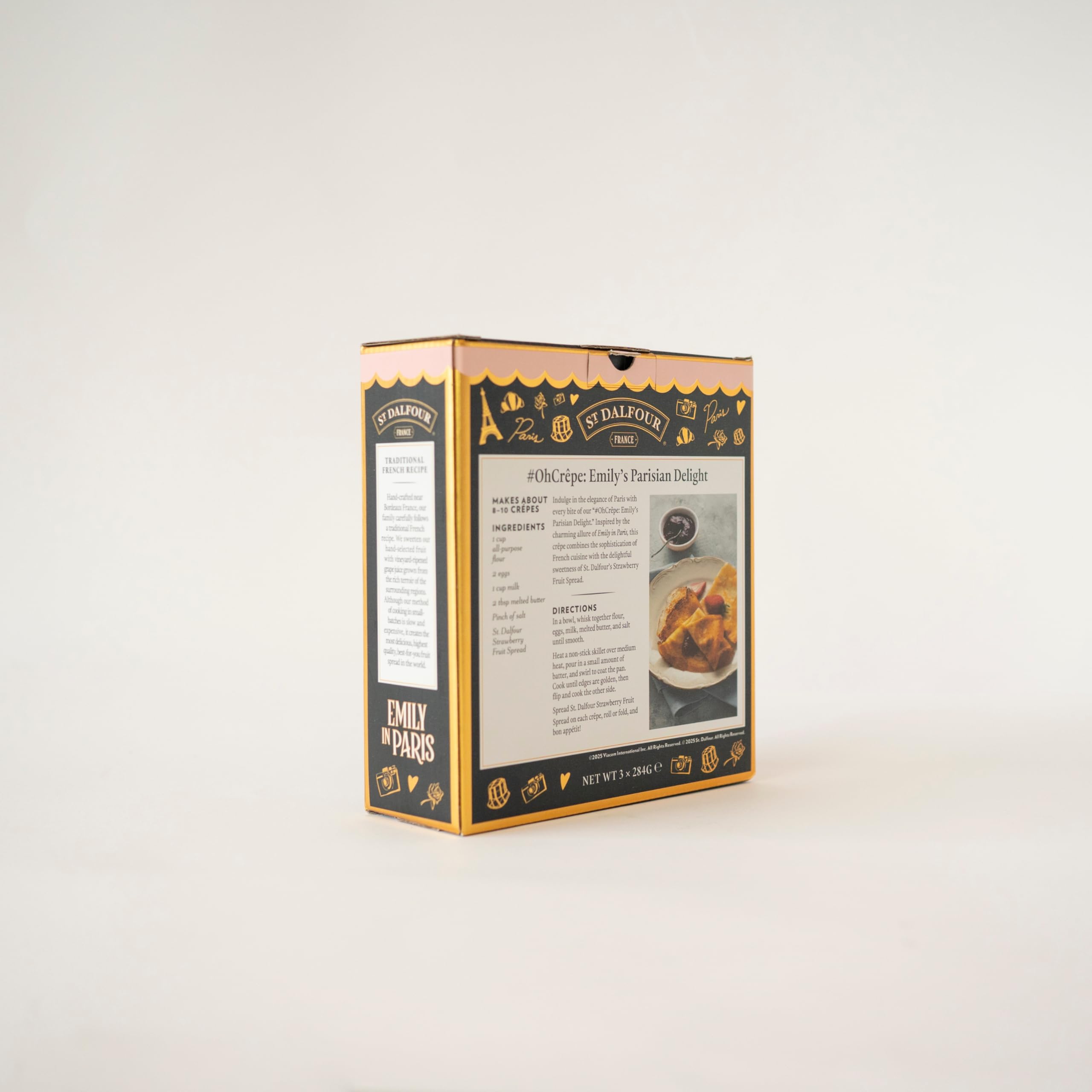 St. Dalfour Confezione Regalo – Edizione Emily in Paris – 100% frutta, senza zuccheri aggiunti, senza glutine – 3x284g (Fragola/Lampone/Ciliegie) (Arancia, Arancia-Zenzero, Albicocca) - 3