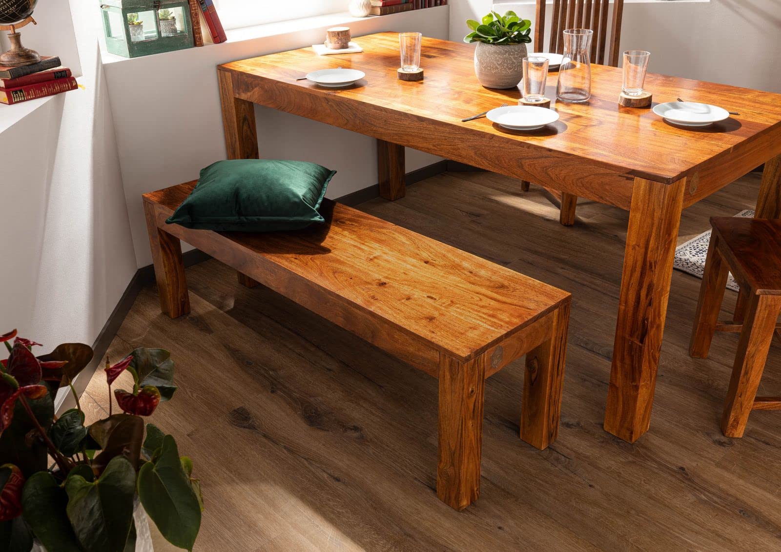 MASSIVMOEBEL24.DE Banc Acacia laqué Miel Oxford 140x40