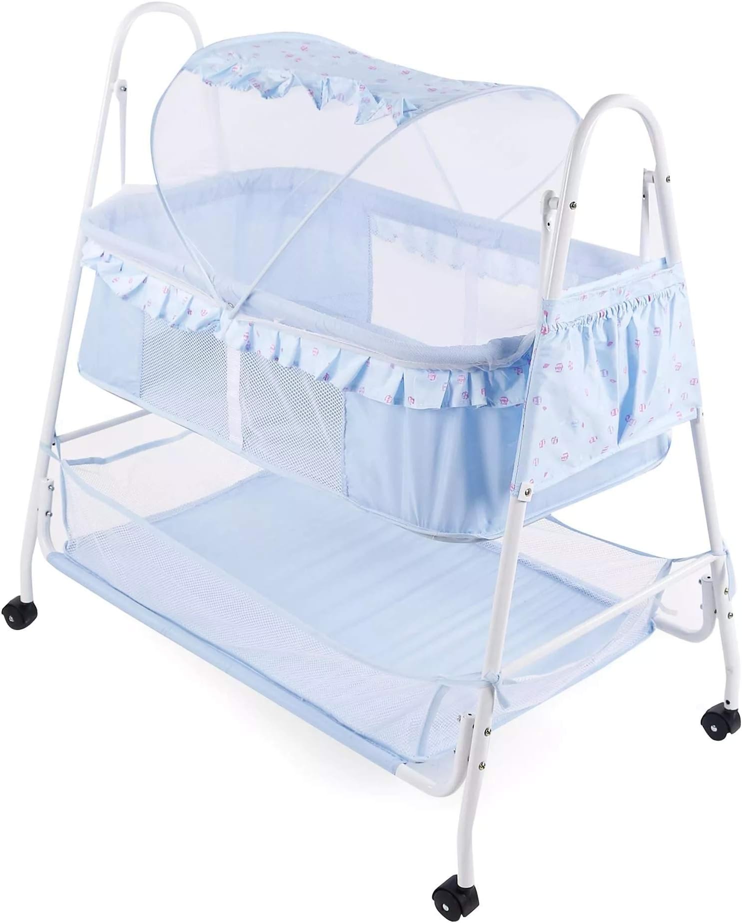 Baby On Board Baby Cradle Bassinet with Mosquito Net (Blue)