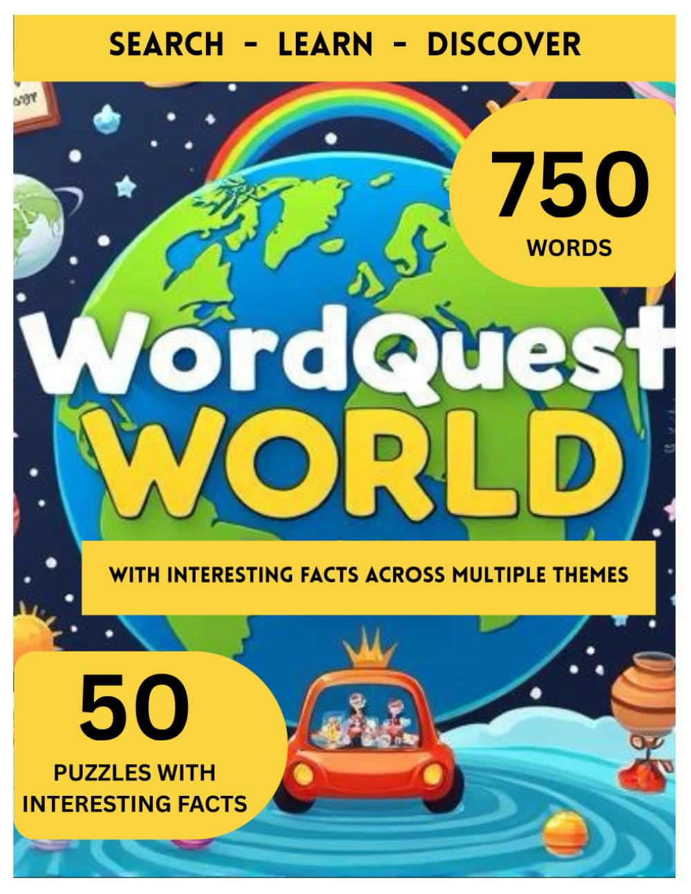 WORDQUEST WORLD - 750+ words Large Word Search Book: With Interesting Facts Across Multiple Themes