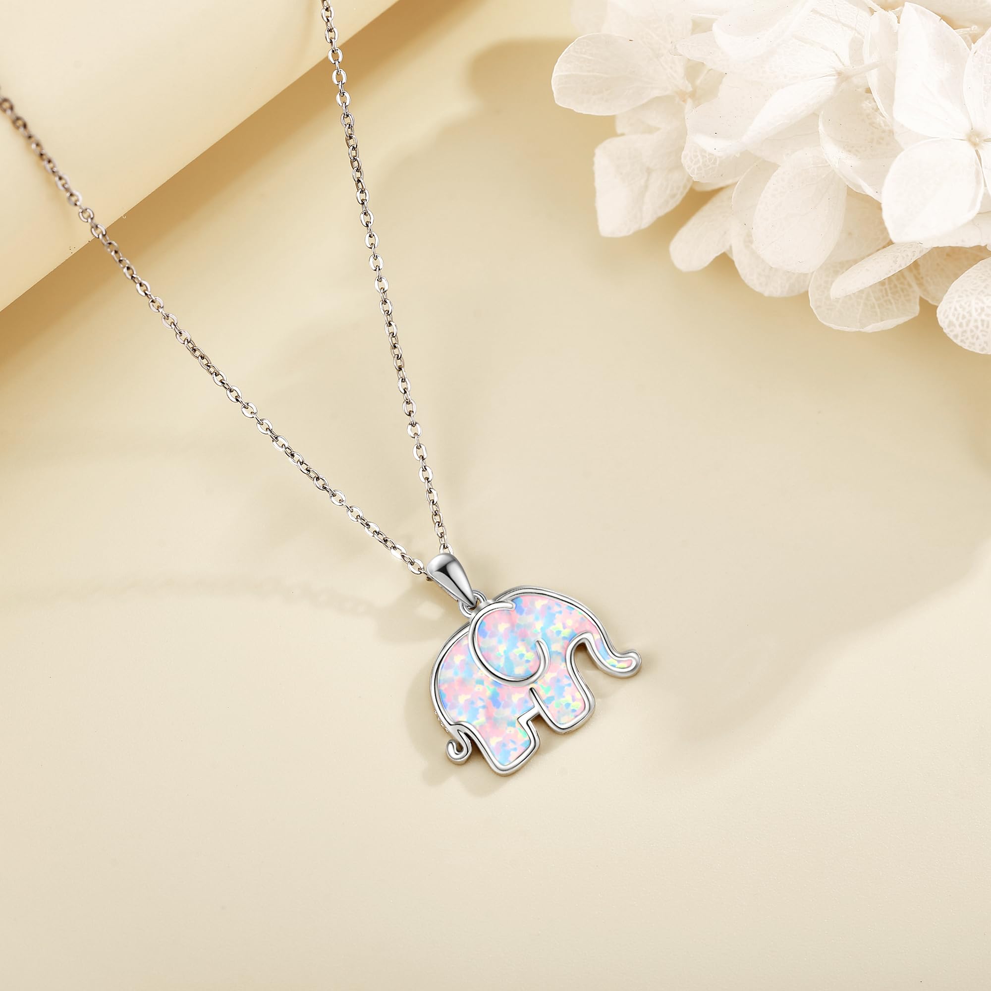 URONE Argento 925 opale catena fenice/farfalla/elefante ciondolo collana gioielli animali regali per le donne, argento sterling e opale, Nessuna pietra preziosa