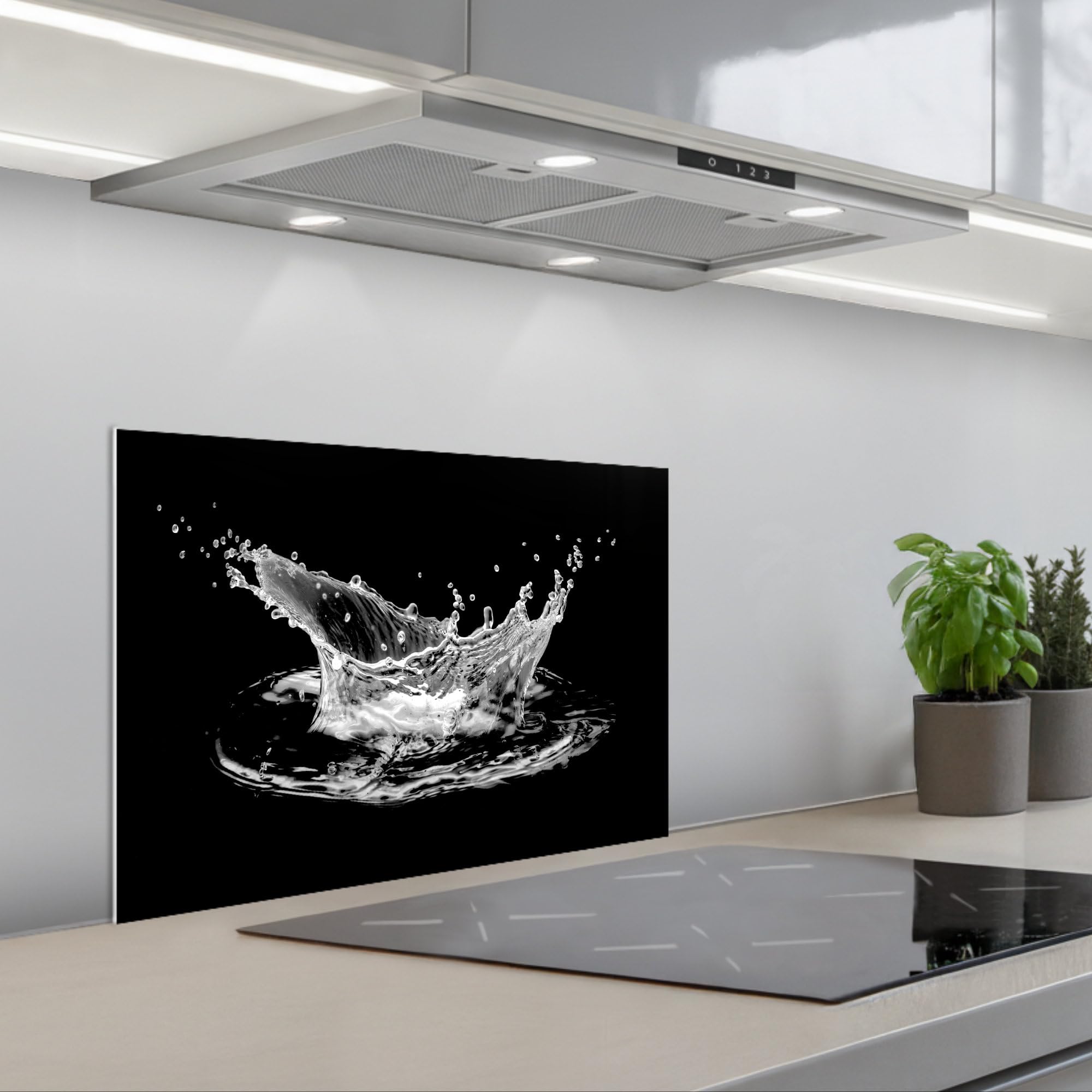 KitchenYeah© Credence Adhesive Pour Cuisine 40x60 cm Panneau Mural Adhesif Fond De Hotte Plaque Pvc Murale Peel And Stick Protege Mur Eau - Éclaboussure - Noir