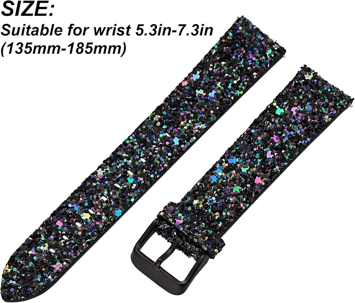 Amazon Com Greaciary Glitter Band Compatible With Samsung Galaxy Watch 3 41mm Galaxy Watch 42mm Active 40mm Active 2 44m Sparkle Bling Leather Strap Wristband For Galaxy mm Smartwatch Women Girls Black Cell Phones