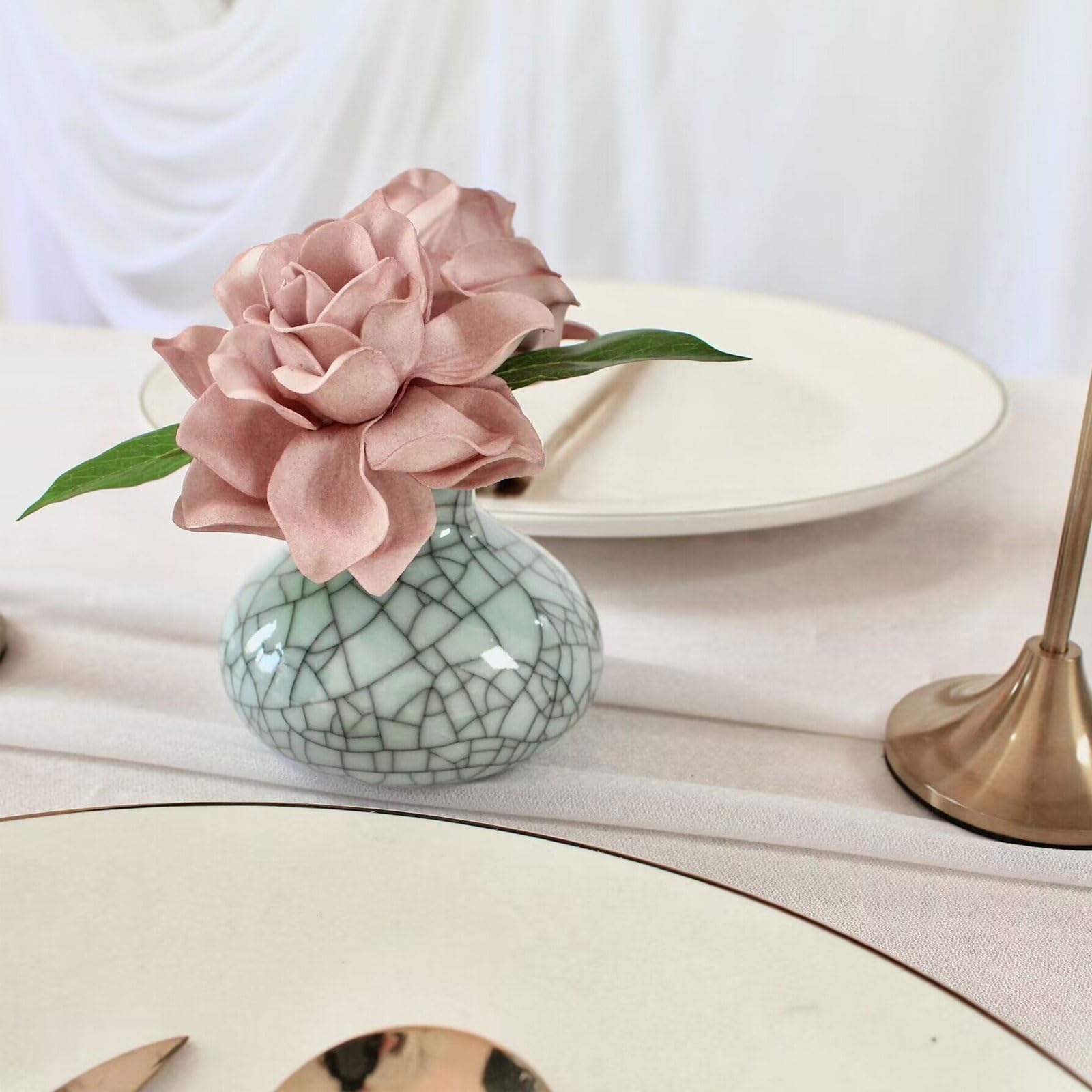 Rose Babys - Fiori artificiali realistici, fiori di gardenia finti con stelo, per bouquet di nozze fai da te, centrotavola, addio al nubilato, feste, decorazioni per la casa (rosa rosa)