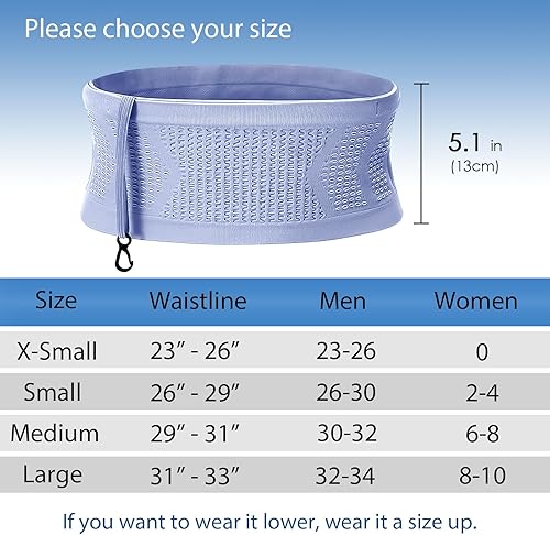 Miniatura 2 de Cinturón delgado para correr, cinturón para correr para hombres y mujeres, cinturón de cintura de viaje para dinero y pasaporte, Púrpura, XS