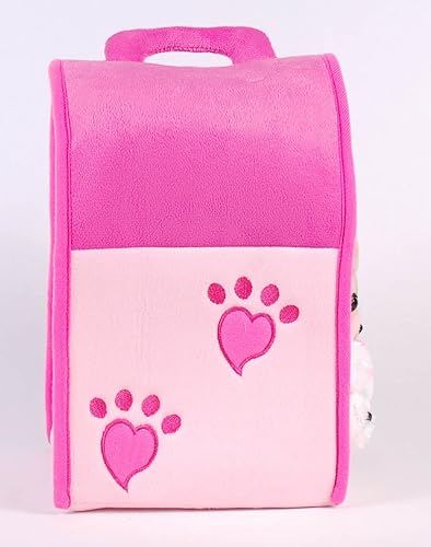 Miniatura 2 de Unipak SFS - Paquete de regalo  Estuche de transporte de casa de perro rosa de felpa de 12 pulgadas con cinco (5) perros de peluche (caniche rosa,