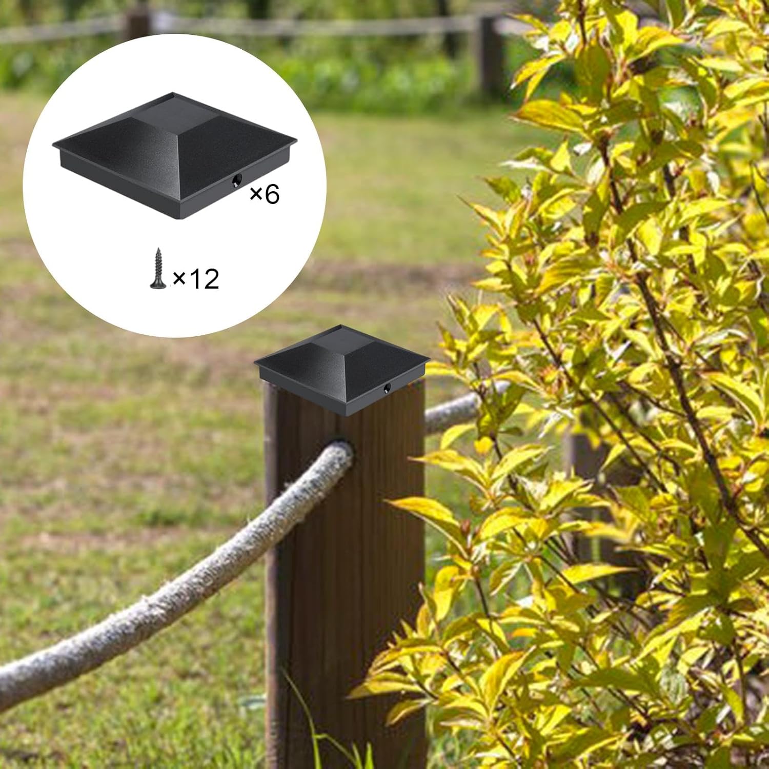 CALANDIS™ 6Pcs Pyramid Post Caps Covers for 4x4 Deck Garden Decking Fence Post Toppers