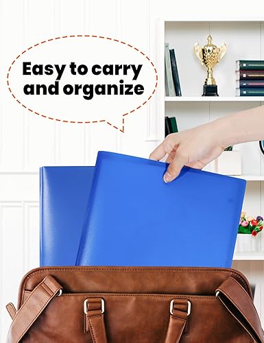 Miniatura 5 de SUNEE Paquete de 3 carpetas de plástico de color azul con bolsillos y clavijas, tamaño carta, 9 x 11.5 pulgadas