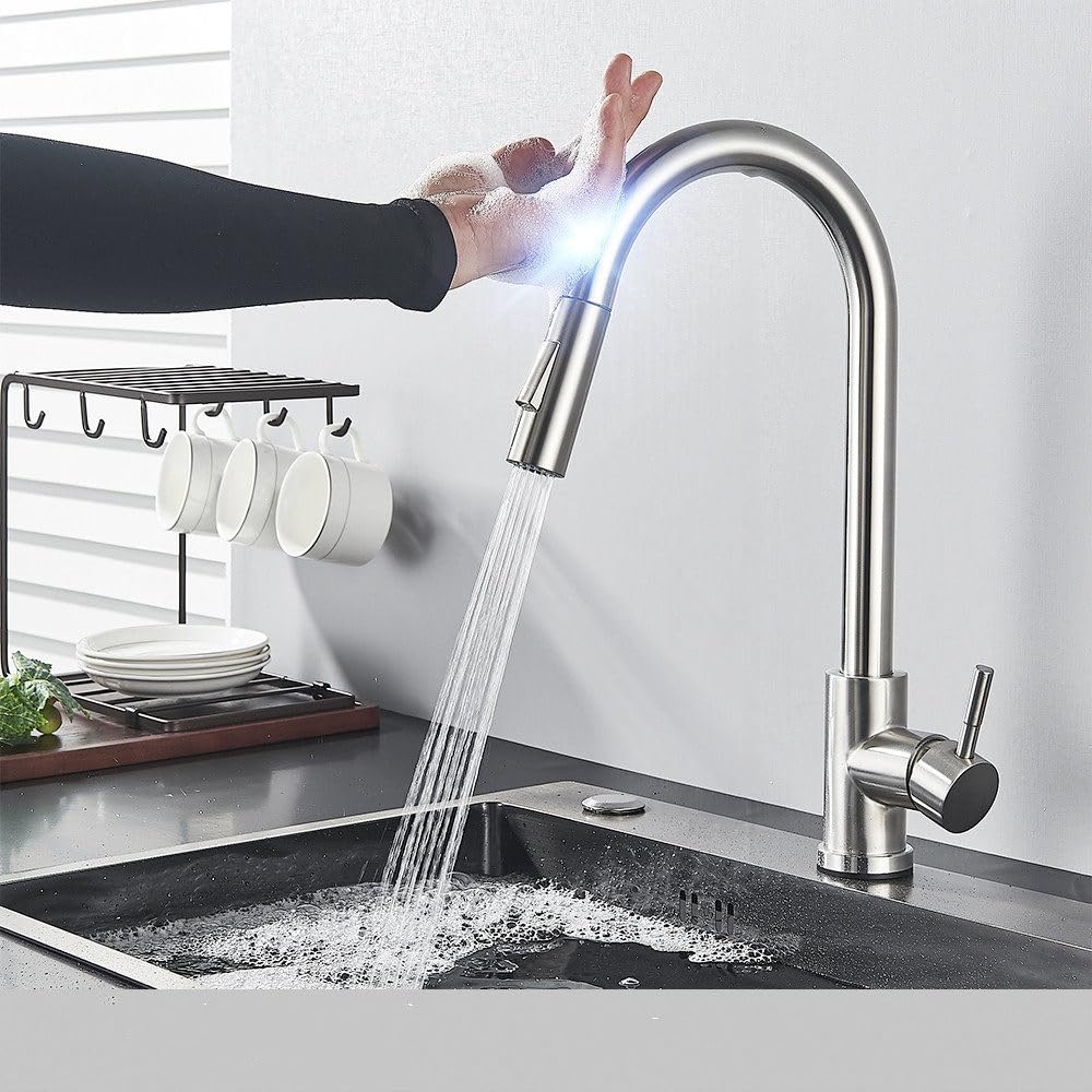 ZQFHSX Touchless Kitchen Faucet with Motion Sensor for Hands-Free Operation in Modern Kitchens